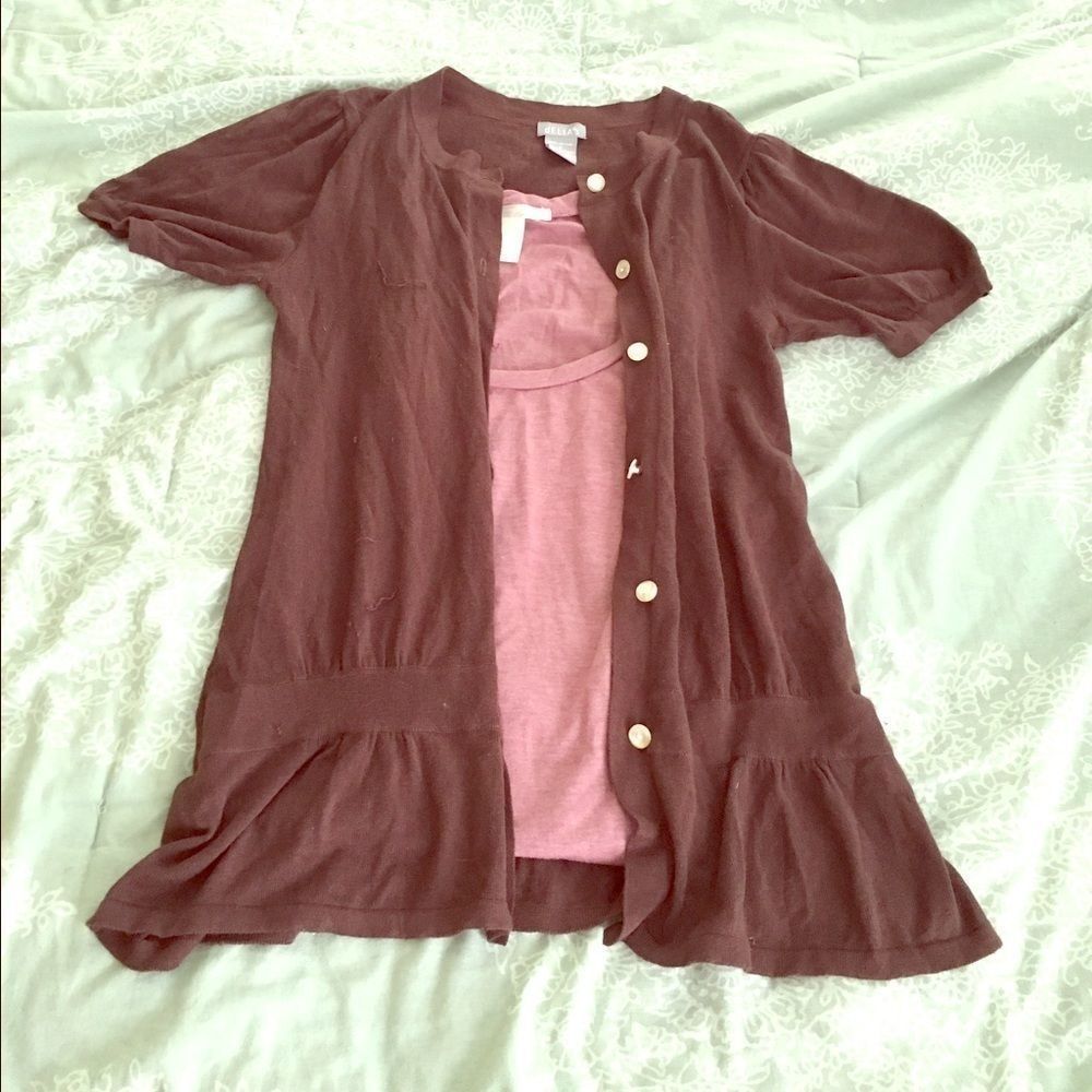 Delia’s-Brown short sleeve cardigan-M